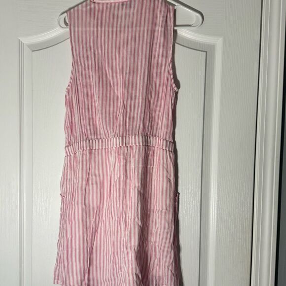 Naked Zebra Pink White Striped Shorts Button Front Romper With Pockets Size S - Picture 9 of 11